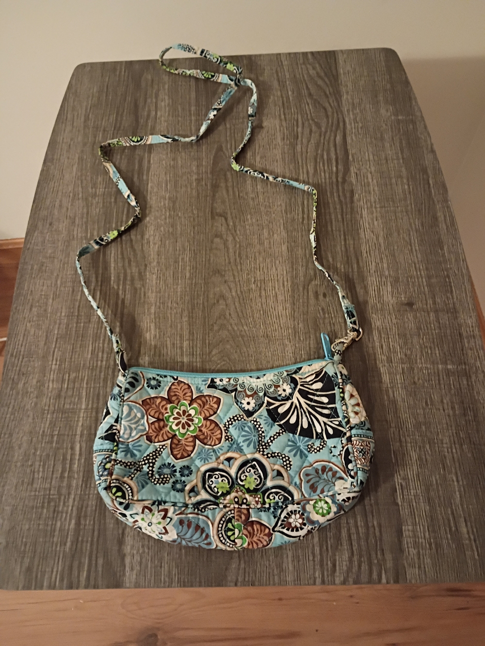Vera Bradley Aqua Blue Floral Quilted Crossbody